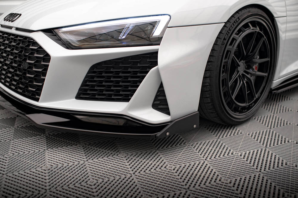 Voorspoiler V.3 met Canards Audi R8 Facelift  2018 - 2021 Maxton Glans Zwart