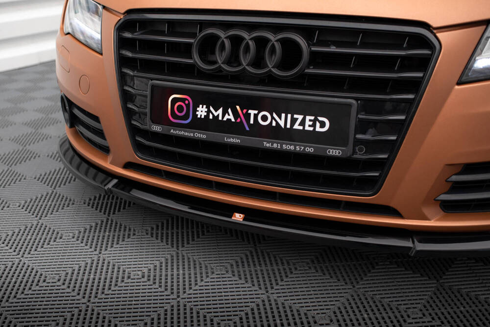 Voorspoiler V.1 Audi A7 C7 Maxton Glans Zwart