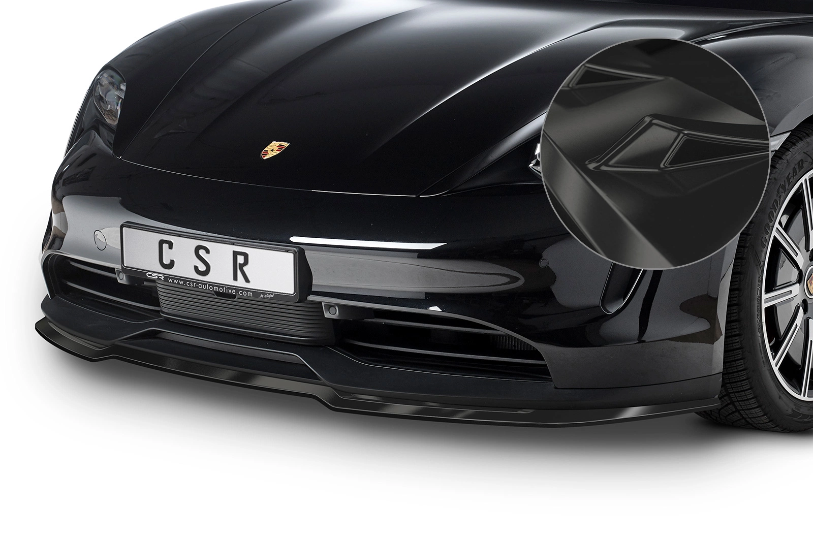 Voorspoiler Porsche Taycan / Taycan 4S glans zwart