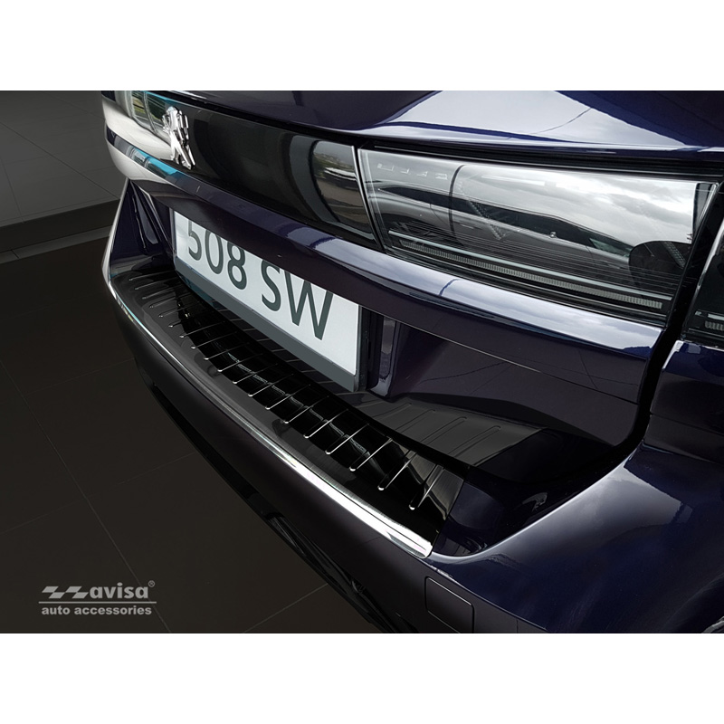 Zwart RVS Achterbumperprotector  Peugeot 508 II SW 2019- 'Ribs'