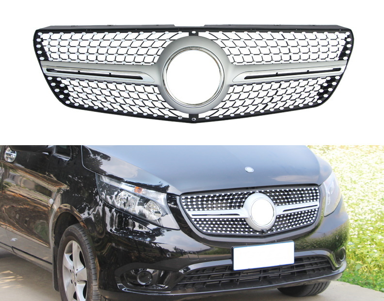 Grill Mercedes V-Class W447 Vito (2014-2018) Diamond Zwart/Zilver