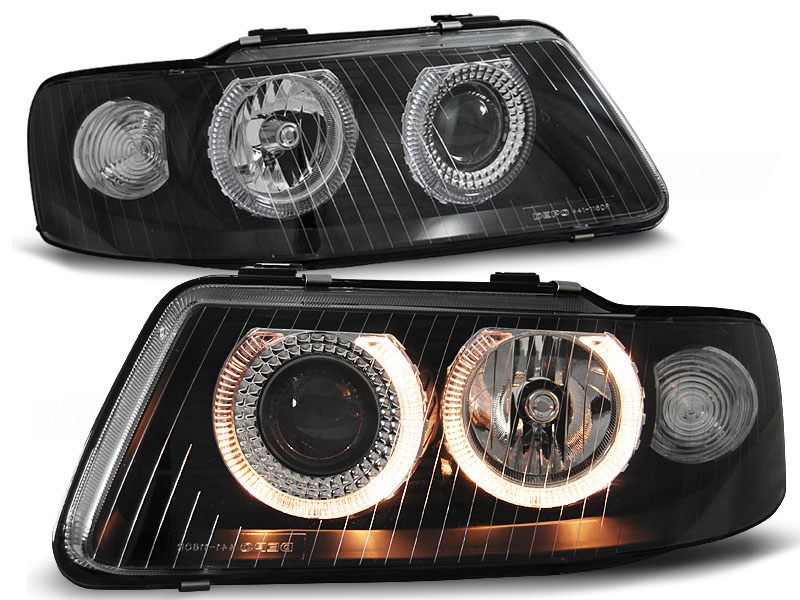 Faros Audi A3 8L 01-03 Angel Eyes negro