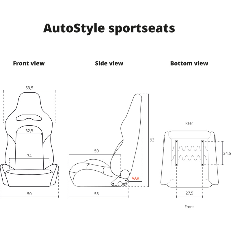 Sportstoel 'VGR Premium' - Zwart Leder & Alcantara + Rode stiksels - Dubbelzijdig verstelbare rugleuning - incl. sledes