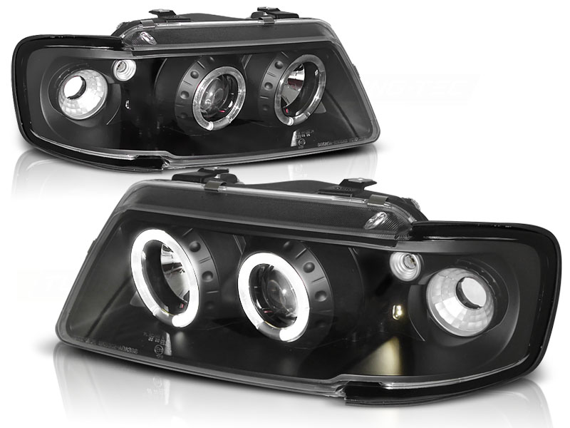 Faros Audi A3 8L Angel Eyes negro