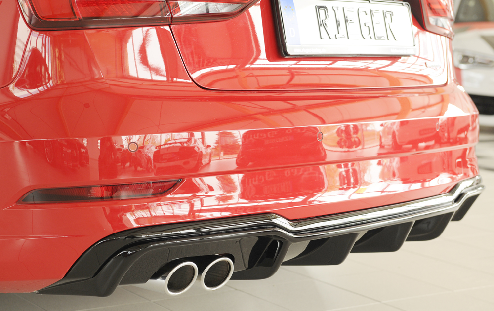 Achter diffusor Rieger Audi A3 8V 16-20 Sedan/Cabrio S-line Glans Zwart