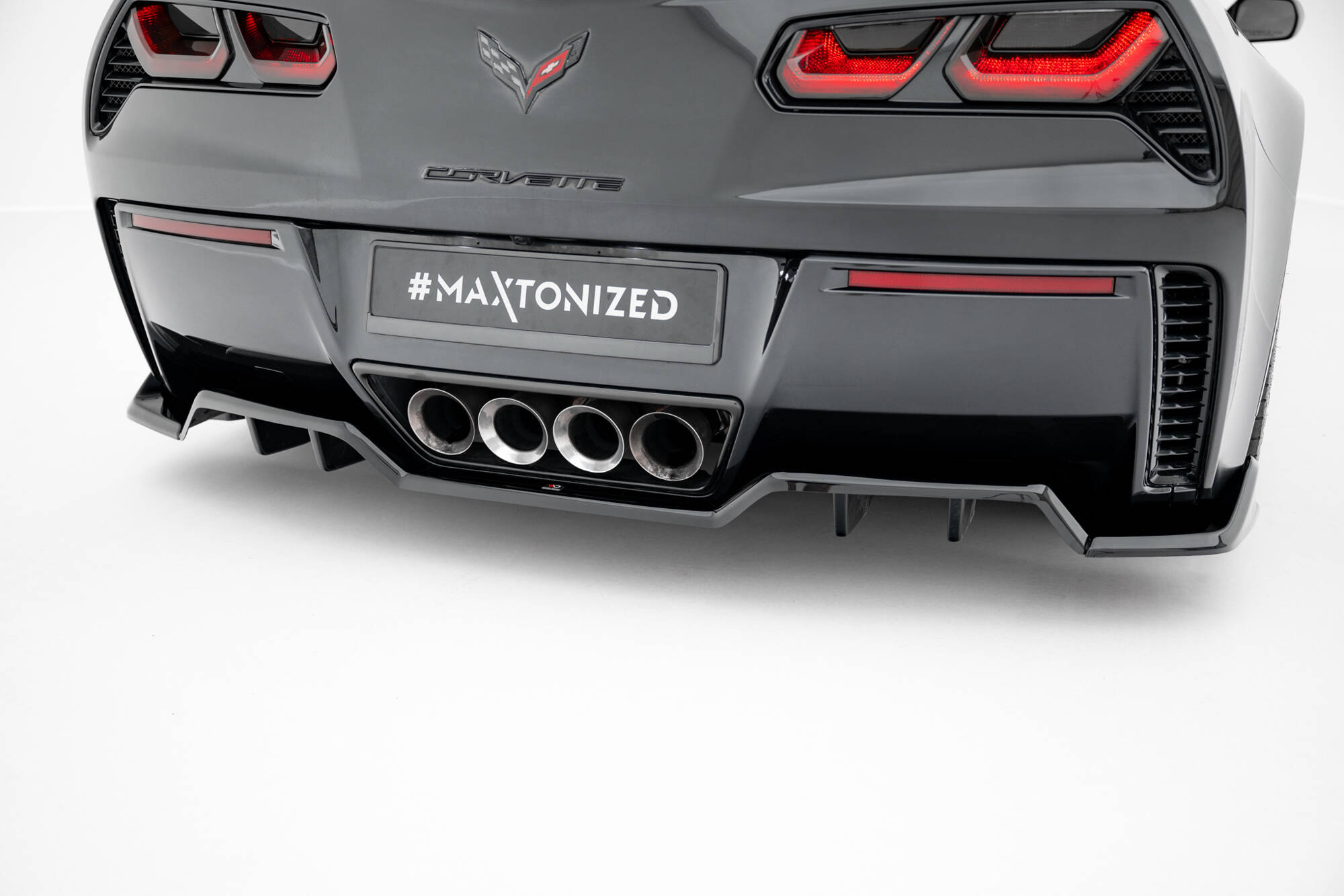 Achter Diffuser + Achterzij spoilers Chevrolet Corvette Z06 C7 Maxton Glans zwart