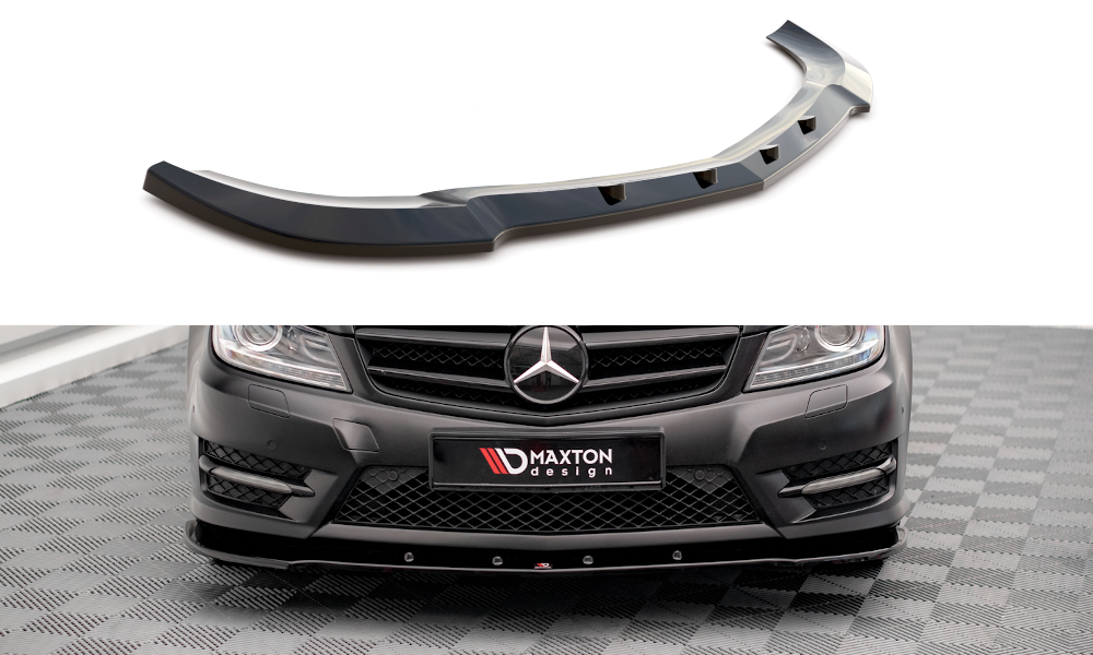 Voorspoiler V.2 Mercedes C Klasse Coupe AMG Pakket W204 Maxton Glans Zwart