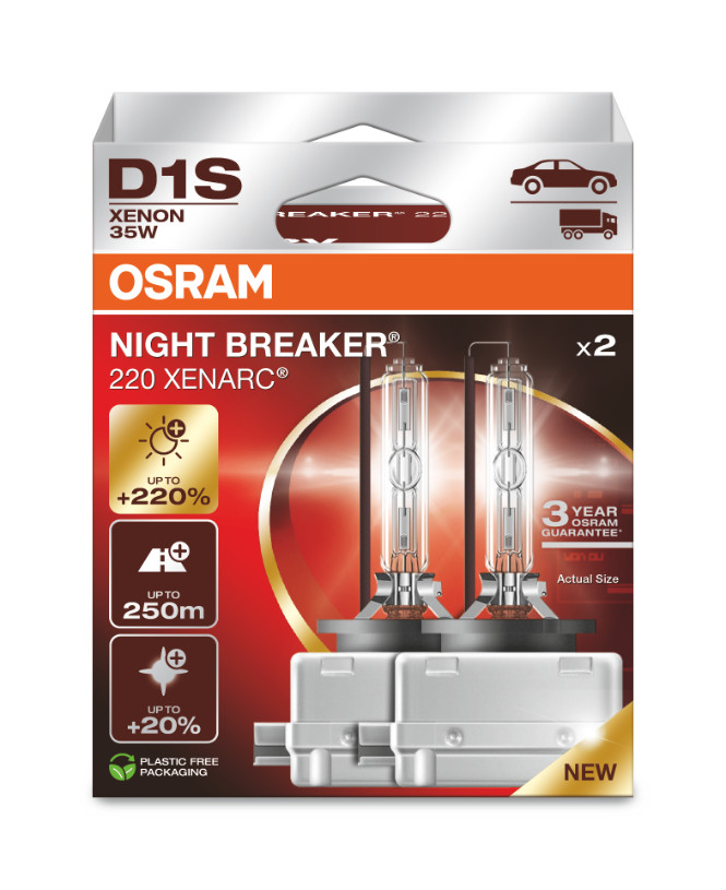 D1S XENARC NIGHT BREAKER +220 66140XN2-2HB Osram Lampen 2pcs