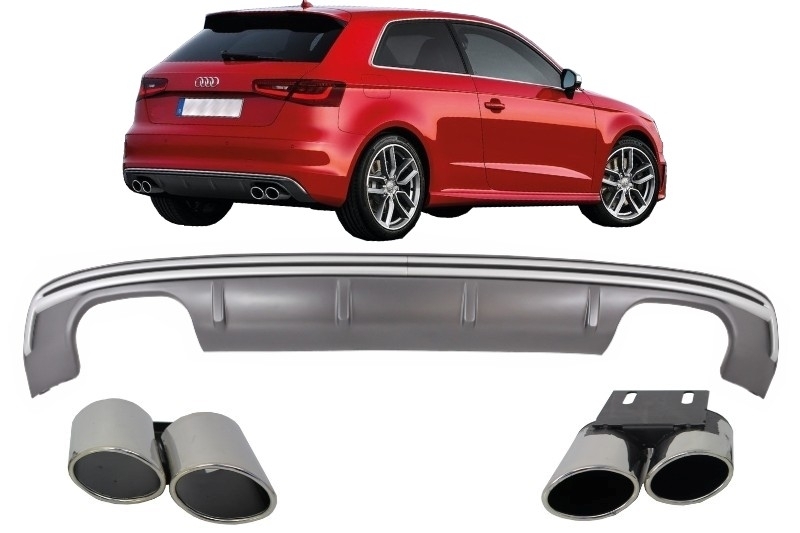 Audi A3 8V Sedan Facelift (2012-up) Achterbumper Diffuser + Tips