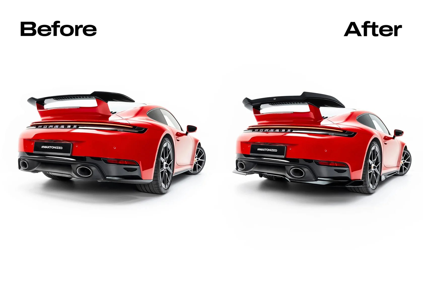 Achterdiffuser passend voor Porsche 911 Carrera Aero 992 Facelift Glans Zwart – Maxton Design met verticale vinnen