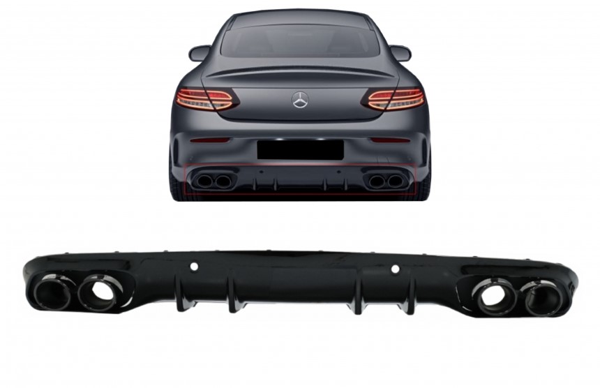 Diffusor Mercedes C205 A205 Coupe / Cabrio 15-19 C43 Design Zwart