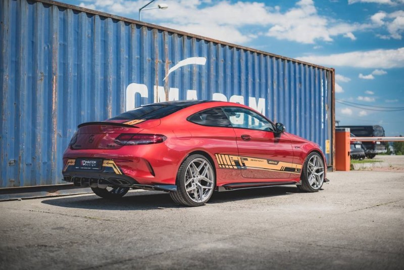 Race achterzijde skirts + rand Mercedes AMG C43 Coupé C205 Maxton Design zwart