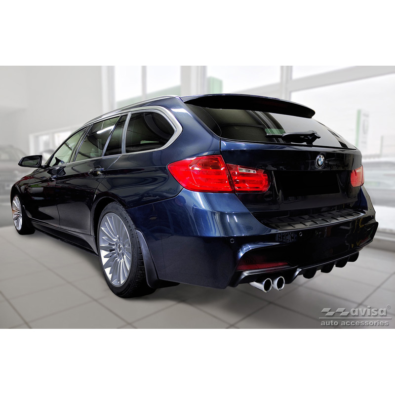 Zwart RVS Achterbumperprotector  BMW 3-Serie (F31) Touring (incl. M-Pakket) 2012-2015 & Facelift 2015-2019 'STRONG EDITION'