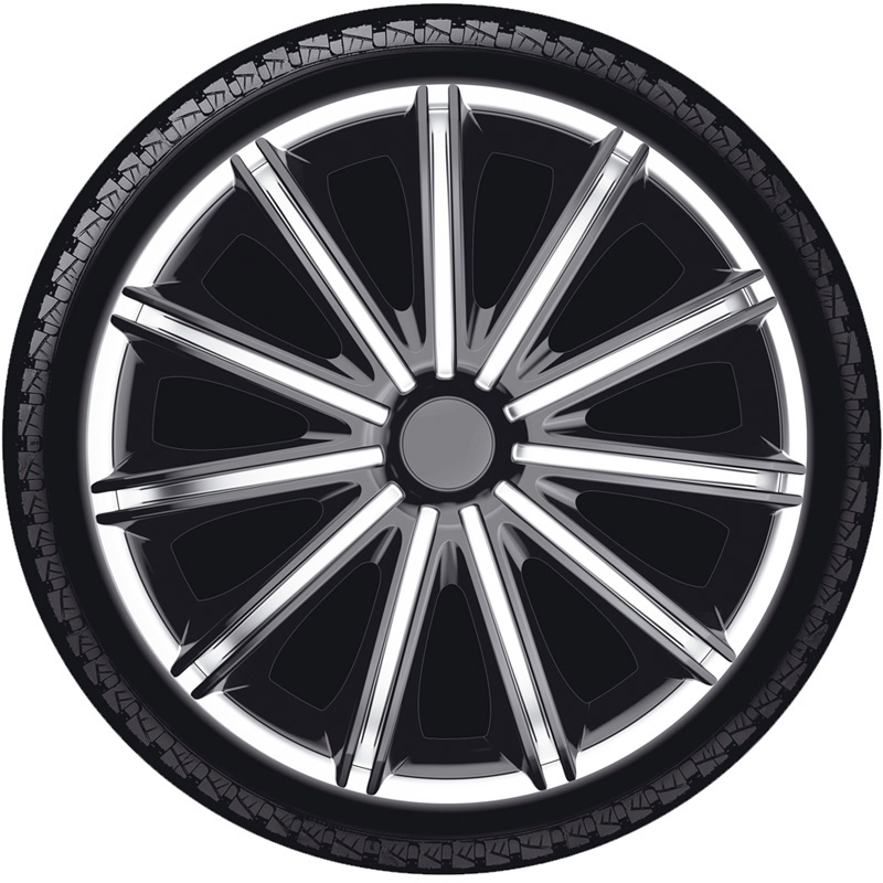 4-Delige Wieldoppenset Nero 17-inch zilver/zwart