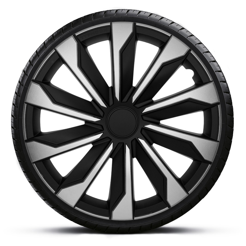 4-Delige Wieldoppenset Typhoon 14-inch zilver/zwart