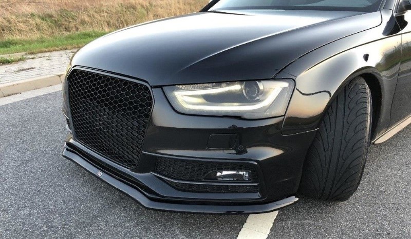 Voorspoiler Audi S4 / A4 S-Line B8 FL V.1 Glanzend Zwart