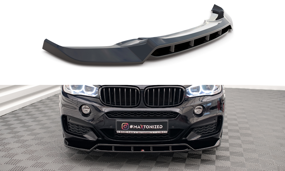 Voorspoiler V.2  BMW X6 M pakket F16 Maxton Glans Zwart
