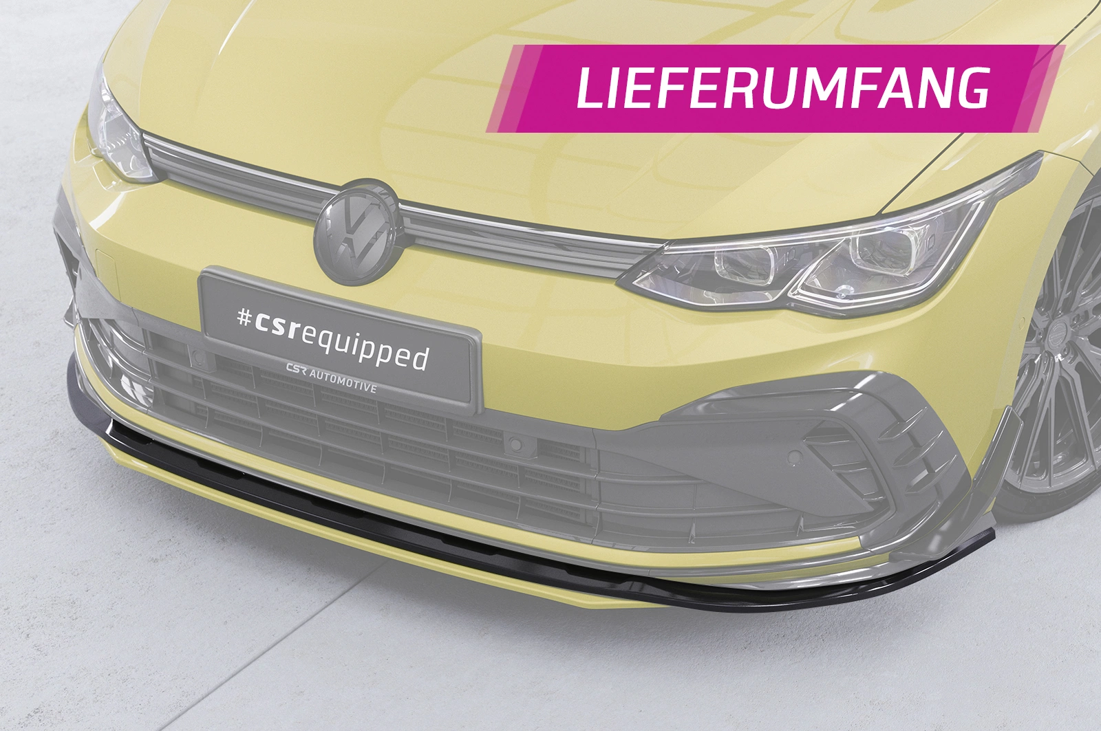 Voorspoiler VW Golf 8 GTI, GTD, GTE, R-Line Glans Zwart – 12/2019–