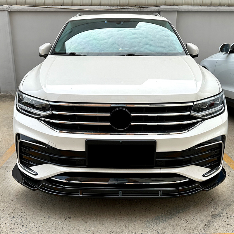 Voorspoilerlip  Volkswagen Tiguan II R-Line Facelift 2020-2024 (Glanzend Zwart ABS)