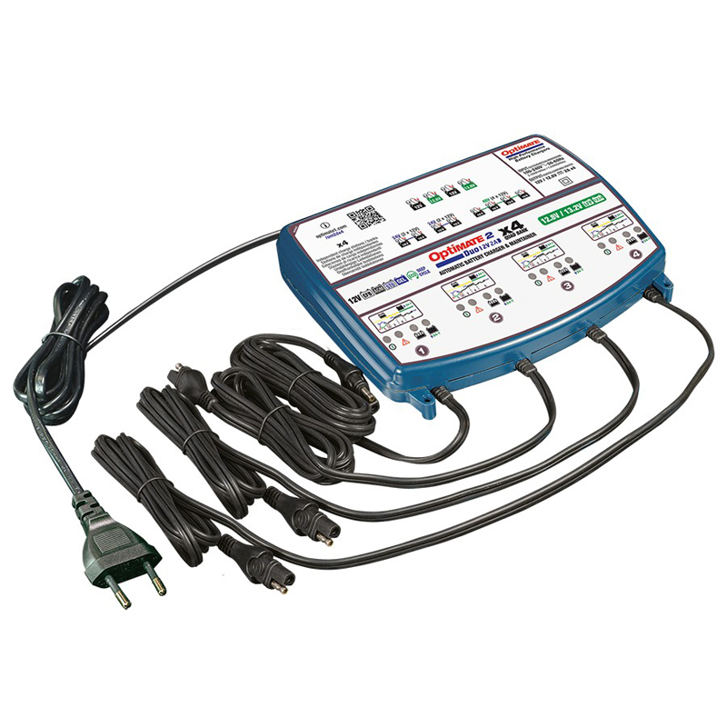 OptiMate 2 DUO x 4 BANK - 12V / 12,8V 2-Amp Acculader / tester / onderhouder