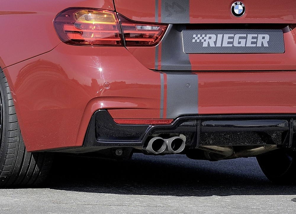 Achterbumper aanzet BMW dubbele uitlaat links + racegaas 4 serie