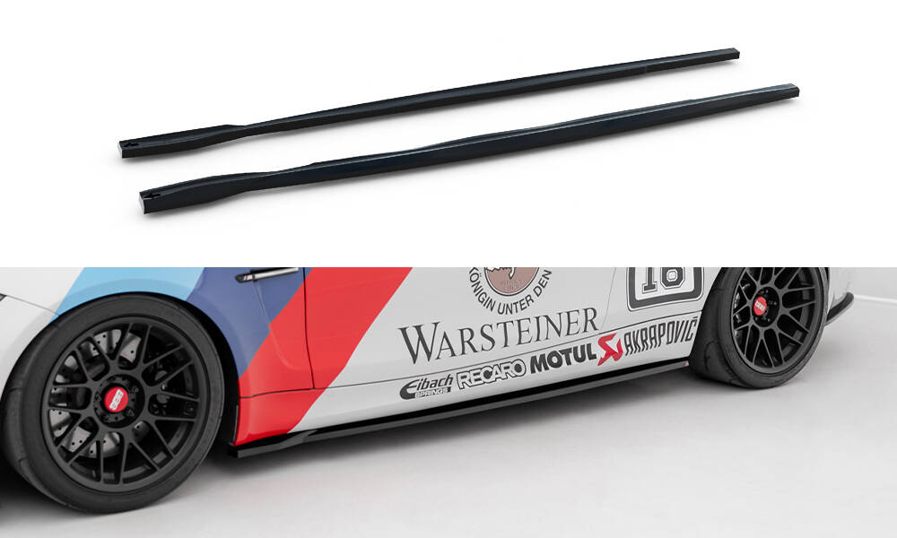 Zijskirts BMW 1 M Coupe E82 Maxton Glanzend zwart
