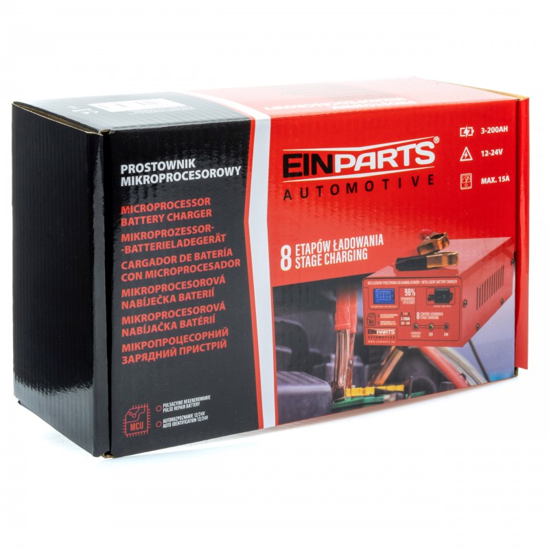 EPCBC03 BATTERY CHARGER 12/24V 15A WITH REPAIR FUNCTION AND 8-STAGE CHARGING PROCESS