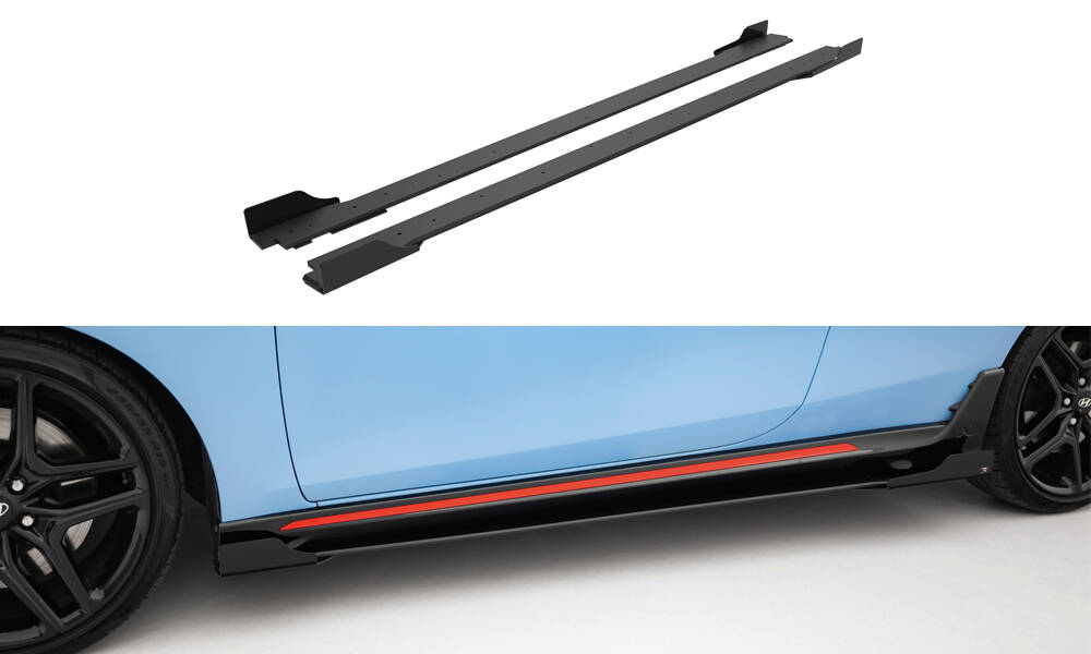 Street Pro Zijskirts + Flaps Hyundai Veloster N MK2 Maxton Glanzend zwart