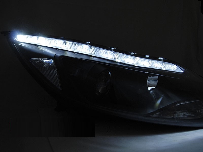Headlights Ford Focus 11-.. Dlite LED DRL with Tube black