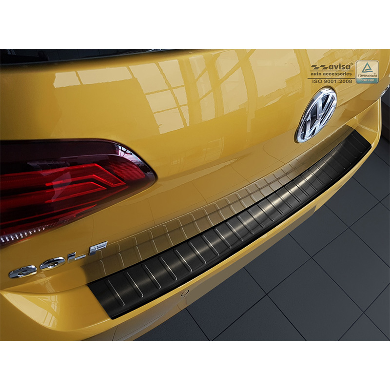 Zwart RVS Achterbumperprotector  Volkswagen Golf VII HB 3/5-deurs 2012-2017 & FL 2017-2019 'Ribs'