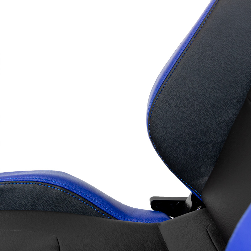 Sportstoel 'RS6-II' - Matzwart/Blauw Kunstleder - Dubbelzijdig verstelbare rugleuning - incl. sledes