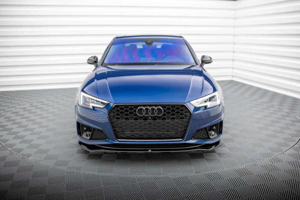 Voorspoiler V.2 Audi A4 Competition B9 FL Maxton Glans Zwart