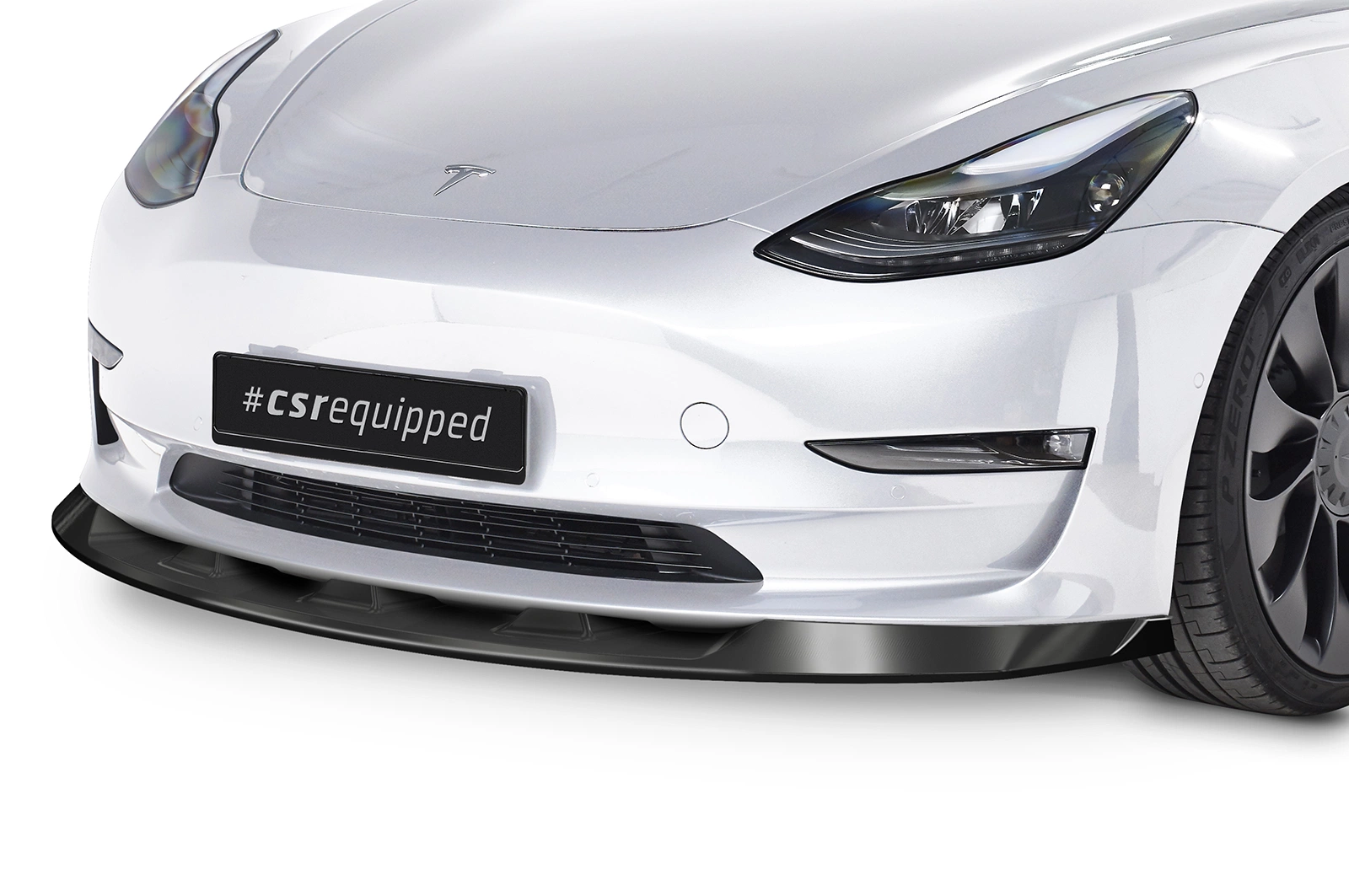 Voorspoiler Tesla Model 3 Glans Zwart – CSR (2017–09/2023 Voor-Facelift)