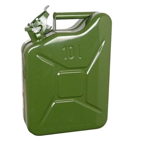 Benzinekan 10L groen metaal TUV/GS