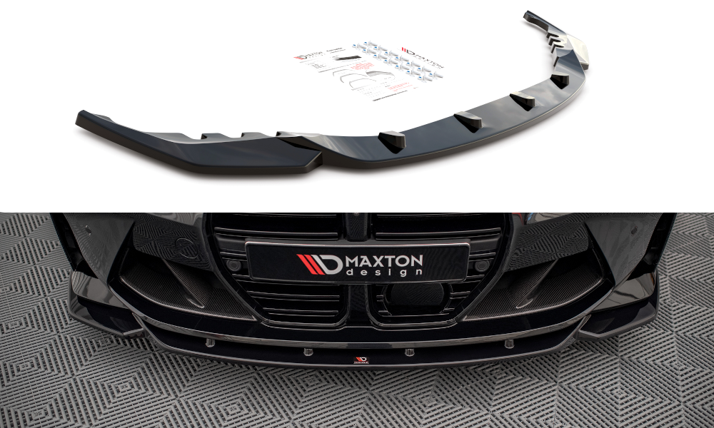 Voorspoiler V.2 BMW M4 G82 / M3 G80 / G81 Maxton Glans Zwart