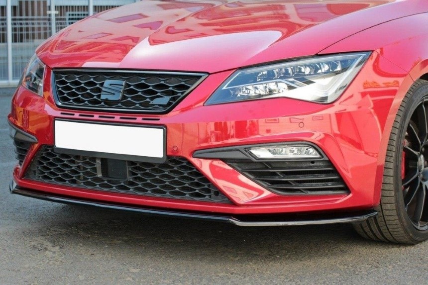 Voorspoiler Seat Leon FR 5F Maxton Design glans zwart V.2