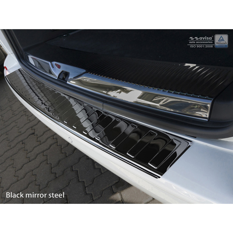Zwart-Chroom RVS Achterbumperprotector  Volkswagen Transporter T6 2015-2019 & FL 2019-2020 & T6.1 2020-2022 (met achterklep) 'Ribs'