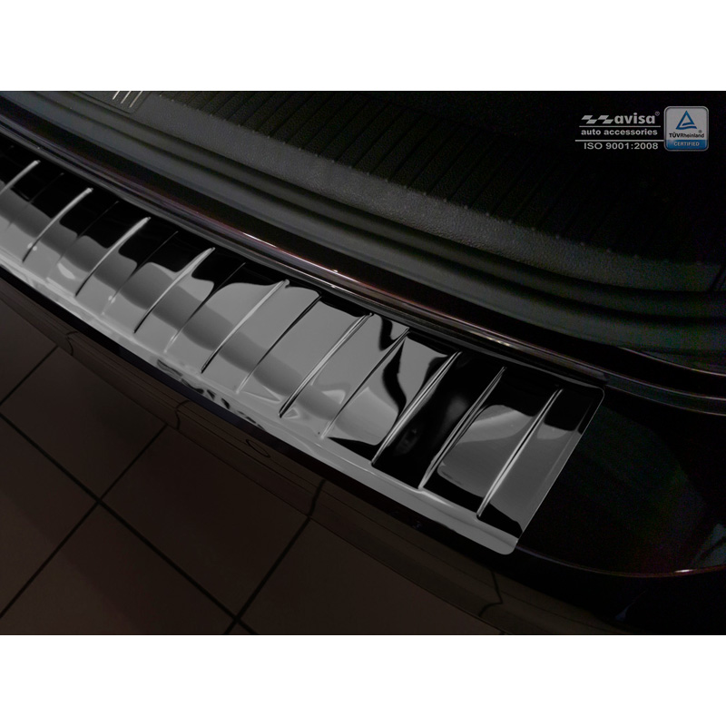 Zwart-Chroom RVS Achterbumperprotector  Volkswagen Passat 3G Variant 2014-2023 incl. Alltrack 'Ribs'