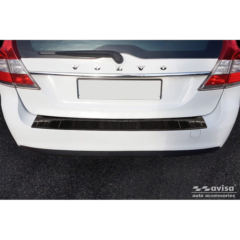 Echt 3D Carbon Achterbumperprotector  Volvo V70 III Facelift 2013-2016 'Ribs'
