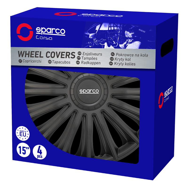 4-Delige Sparco Wieldoppenset Torino 13-inch zwart