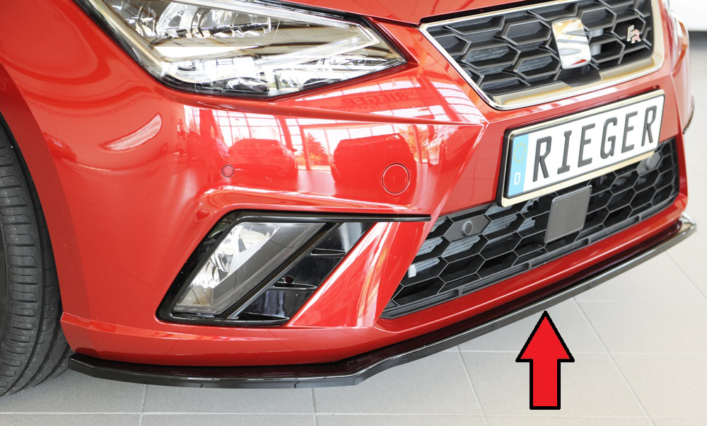 Voorspoiler Seat Ibiza (FR) KJ 2017-... Zwart Glans Rieger