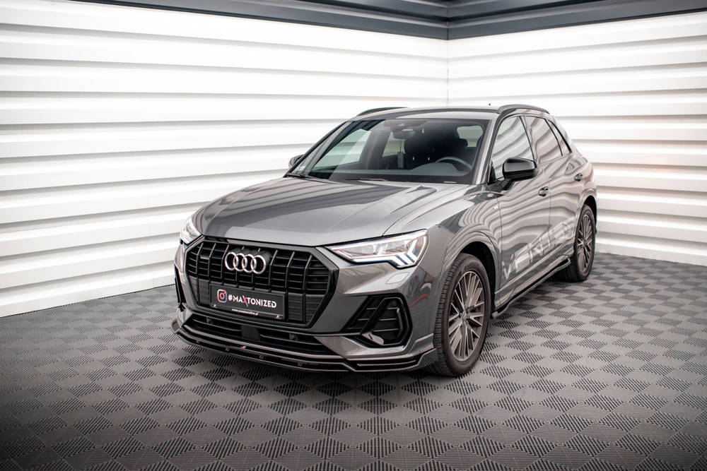 Voorspoiler V.2 Audi Q3 S-Line F3 Maxton Glans Zwart