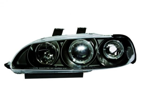 Faros Honda Civic 92-95 4 door Angel Eyes negro