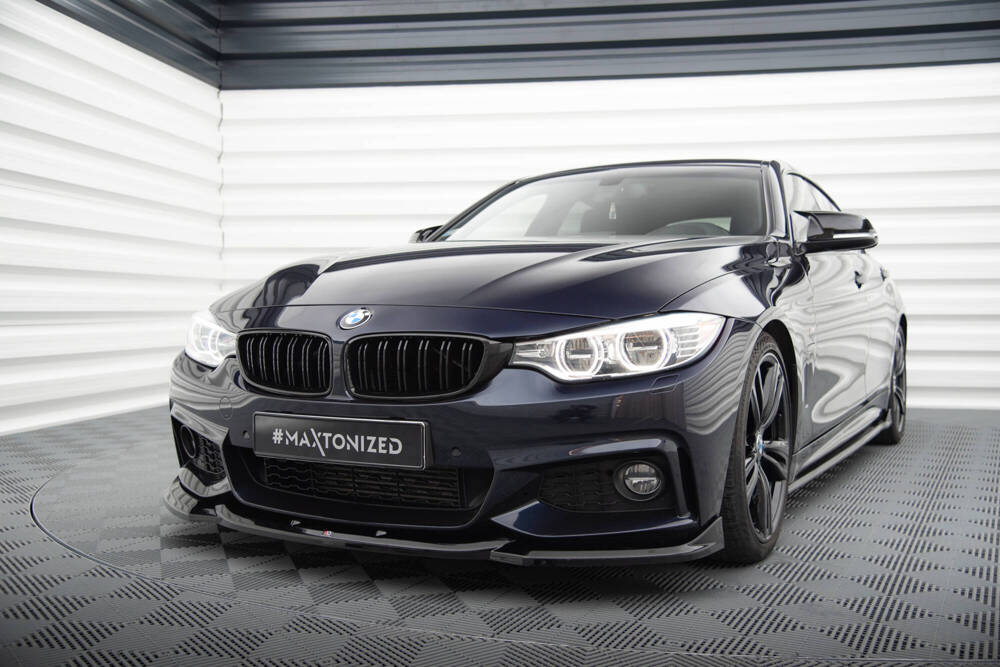 Voorspoiler V.2 BMW 4 Gran Coupe M Pakket F36 Maxton Glans Zwart