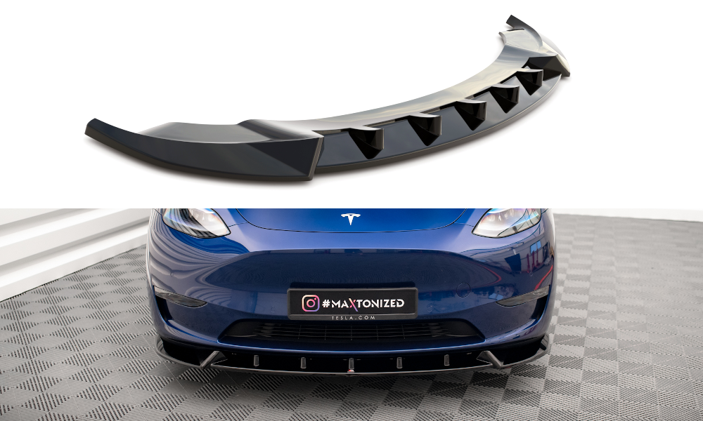 Voorspoiler V.1 Tesla Model Y Maxton Glans Zwart