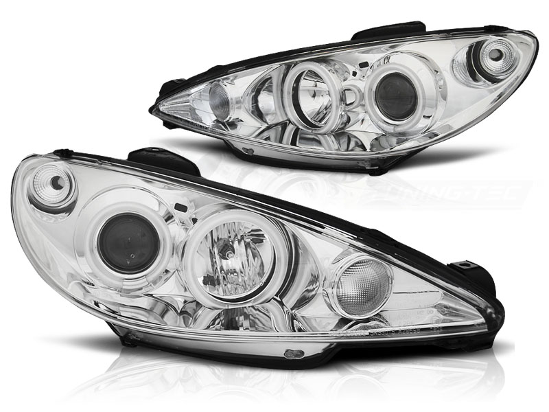 Faros Peugeot 206 02-.. / S16 99-.. Angel Eyes cromo