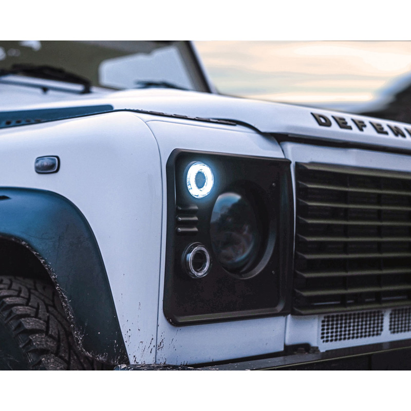 Glohh GL-2 LED Frontlampen  Landrover 90/110 1983-1990 & Defender (LD) 1990-2016 - Helder (4-delig)