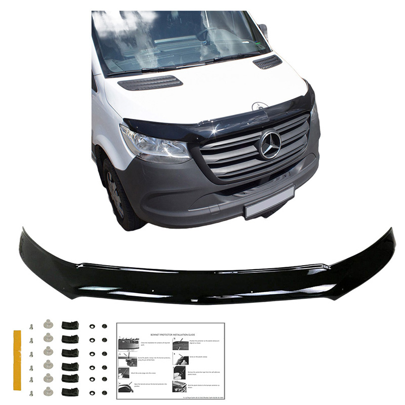Motorkapbeschermer (steenslagcover)  Mercedes Sprinter W907 2018- - Glanzend zwart