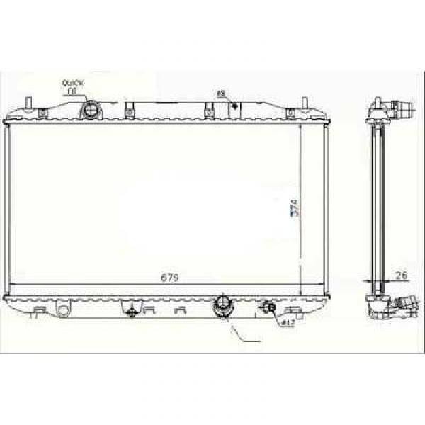 Radiator HONDA CIVIC 05->> 375x671x27 2.2 CTDI 103KW +/-AC