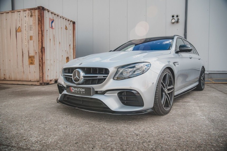 Voorspoiler Mercedes E63 AMG (Estate/Sedan) W213 Maxton Design glans zwart V.2
